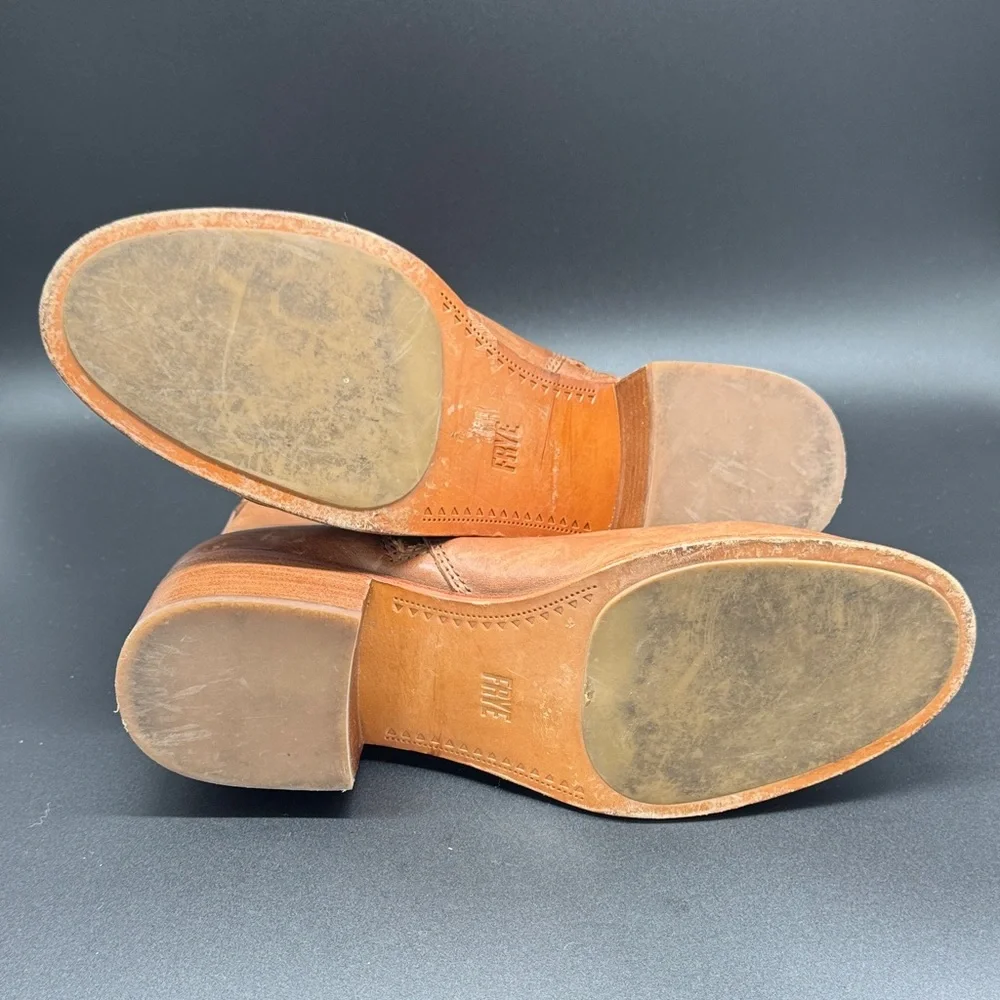 Frye Brown Claire Leather Ankle Booties with Block Heel Sz 9 - Picture 9 of 12
